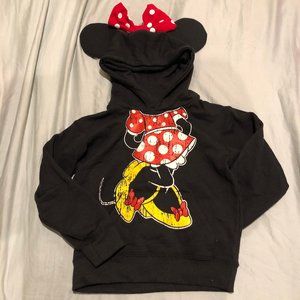 NWOT Girls XS Minnie Mouse Hoodie with Bow on Top